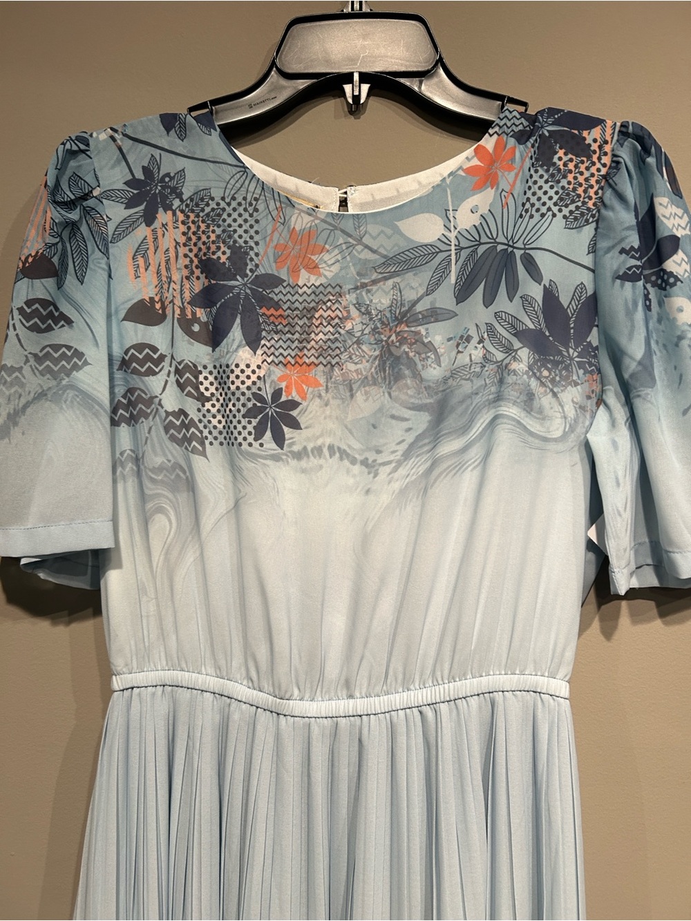 Light Blue Floral Midi Dress - Elegant Women's Summer Dress - Picture 2 of 5